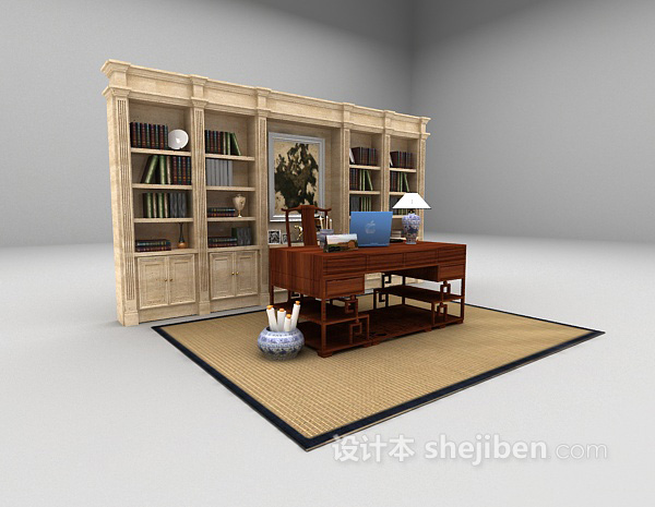 中式风格书桌大全3d模型下载