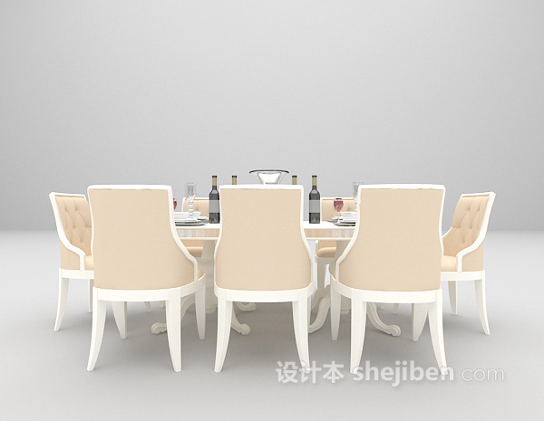 欧式餐桌3d模型下载