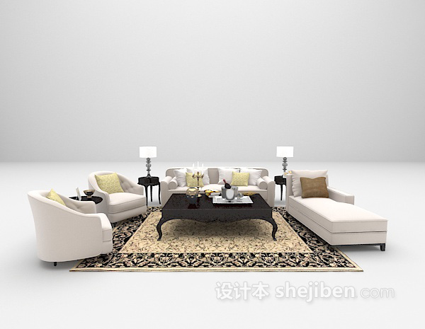 欧式家用沙发3d模型免费下载