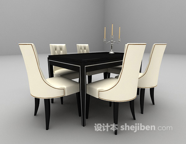 欧式风格欧式木质餐桌3d模型下载