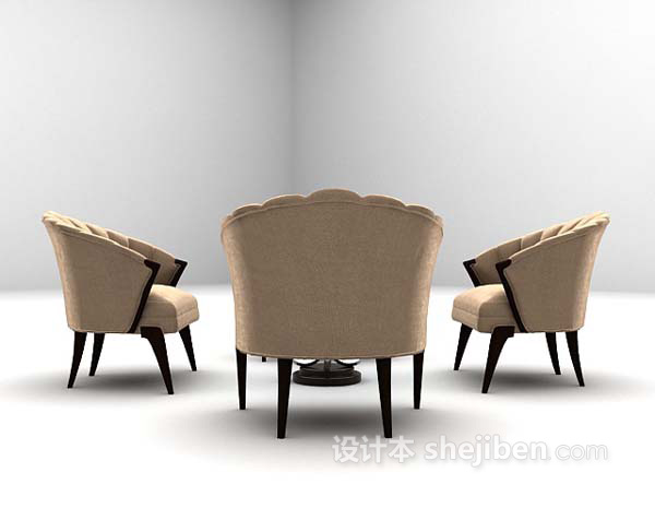 免费欧式布艺桌椅组合3d模型下载