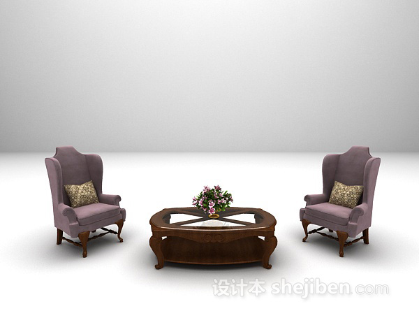 欧式高背椅沙发3d模型下载