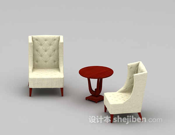 免费灰色布艺桌椅组合3d模型下载