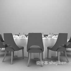 圆形桌椅3d模型下载
