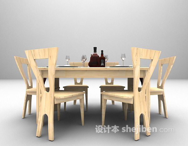 木色餐桌模型下载