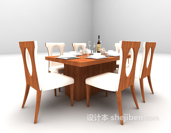 欧式风格灰色餐桌免费3d模型下载