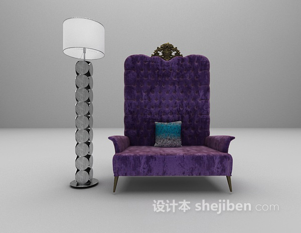 紫色高背沙发3d模型下载
