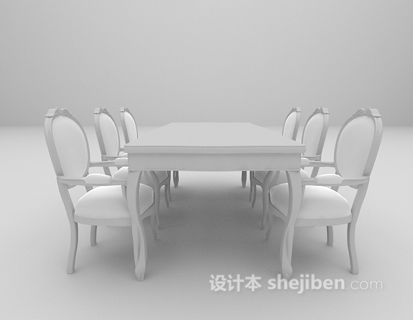 设计本欧式棕色餐桌免费3d模型下载
