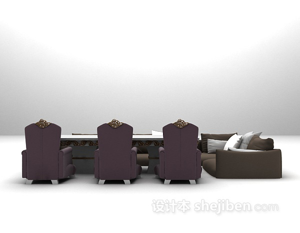 欧式组合沙发椅3d模型下载
