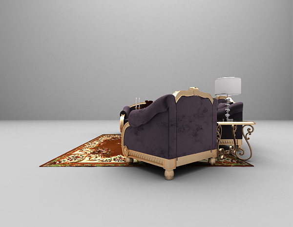 设计本紫色豪华型组合沙发3d模型下载