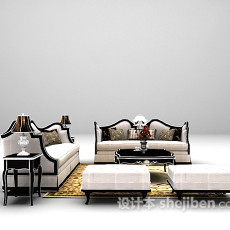 欧式白色沙发3d模型下载