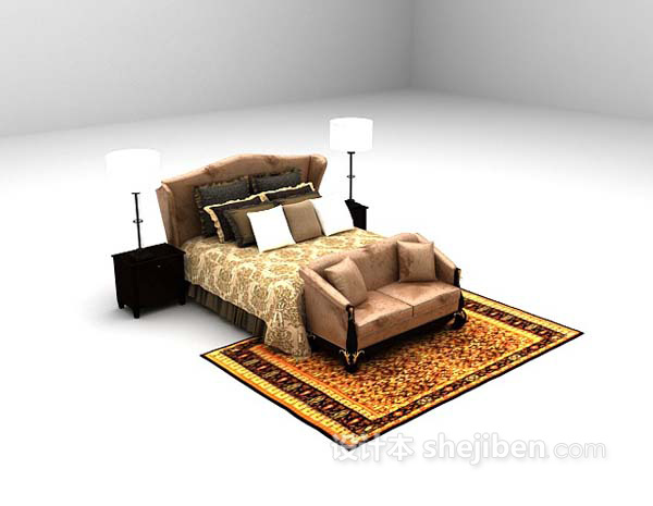 欧式风格沙发床组合3d模型下载