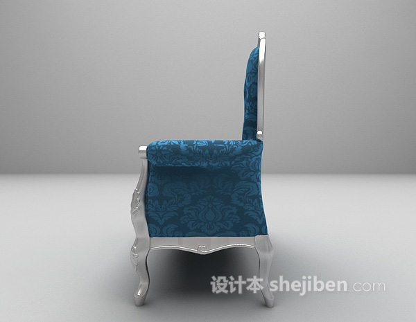 免费蓝色欧式贵妃椅3d模型下载