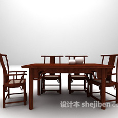 中式桌椅3d模型下载