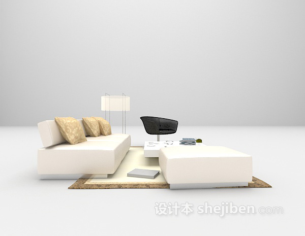 现代风格白色沙发3d模型下载
