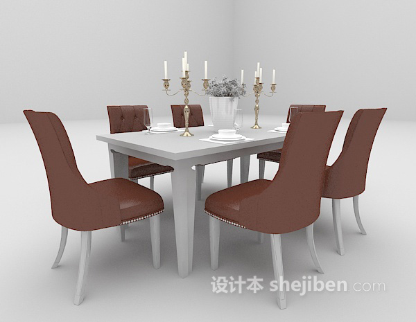欧式风格灰色餐桌3d模型下载