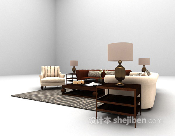 免费欧式家用沙发3d模型下载