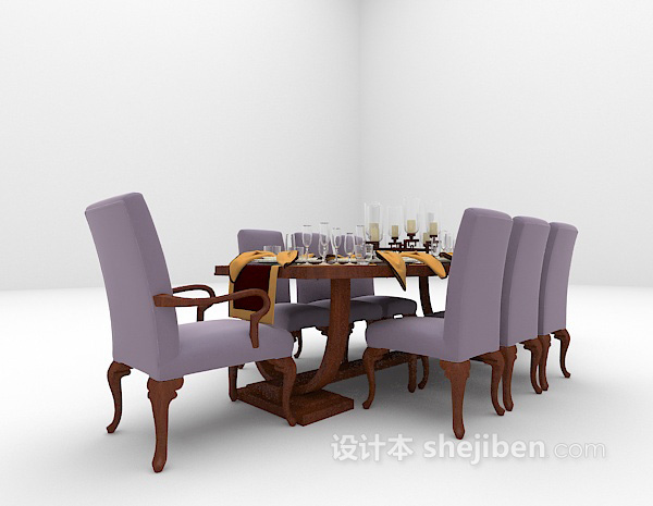欧式风格欧式华丽餐桌3d模型下载
