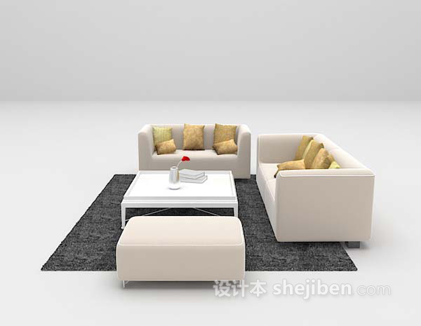 免费简易沙发组合3d模型下载