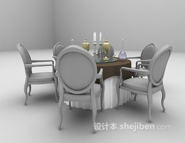 免费欧式木质餐桌免费3d模型下载