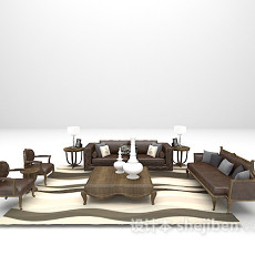 欧式沙发场景组合3d模型下载