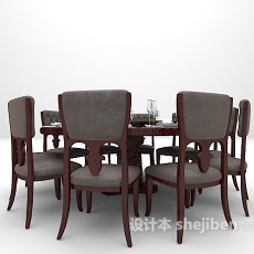 欧式木质餐桌大全3d模型下载
