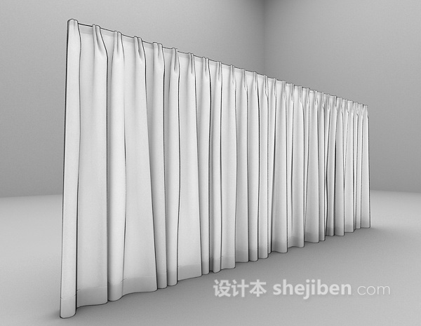 现代风格白色窗帘3d模型下载