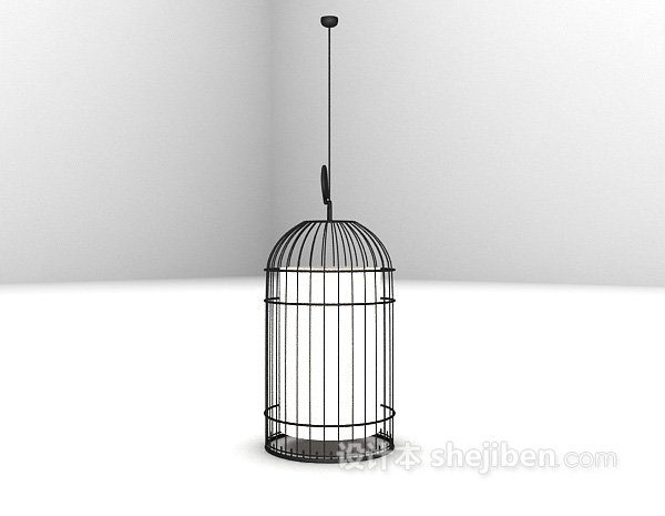 免费中式鸟笼吊灯3d模型下载