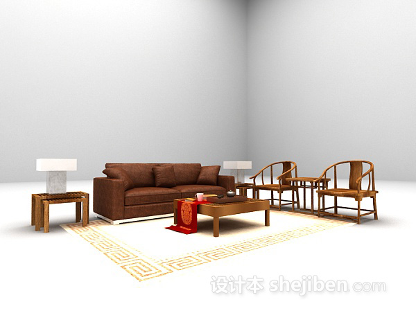中式风格中式组合沙发大全3d模型下载