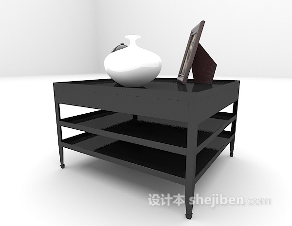 免费黑色床头柜3d模型下载