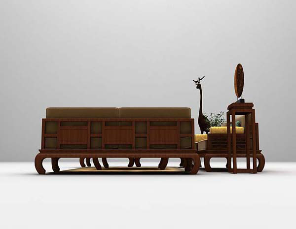 中式风格实木沙发3d模型下载