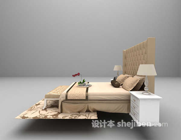 设计本浅色双人床大全3d模型下载