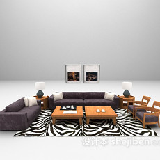 现代紫色沙发3d模型下载