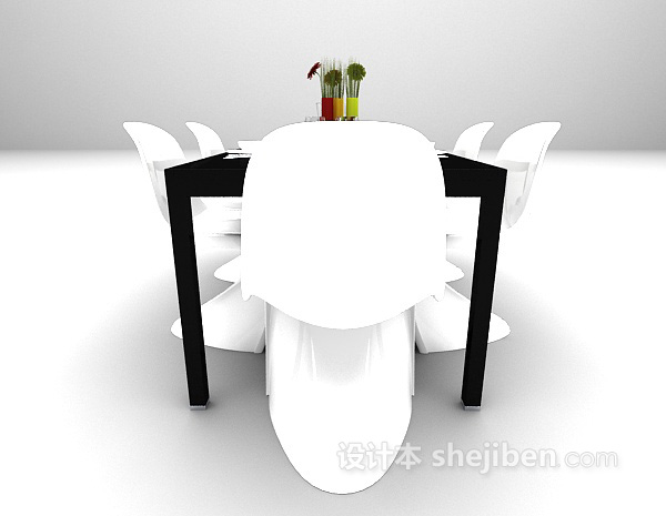设计本黑白色桌椅3d模型下载