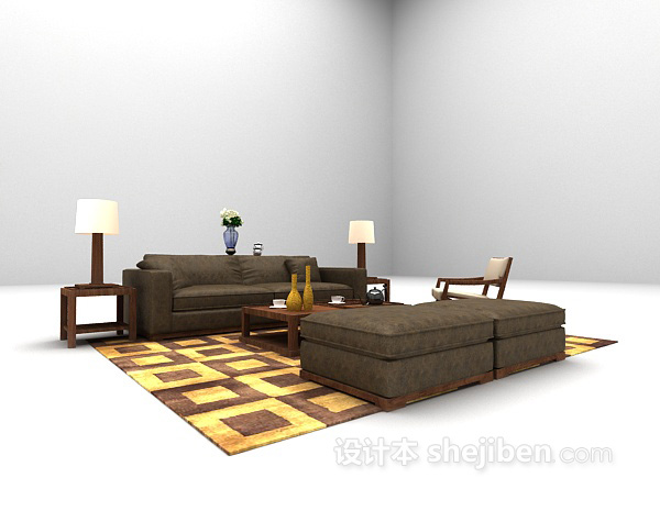 中式风格中式风格组合沙发3d模型下载