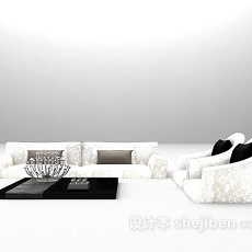 白色欧式沙发3d模型下载