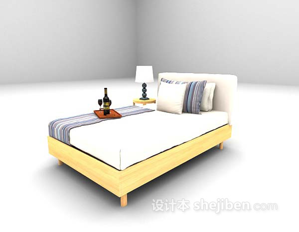 免费欧式单人床3d模型下载