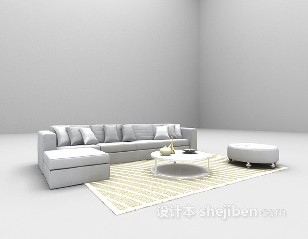 白色组合沙发3d模型欣赏