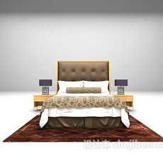 双人木质床3d模型下载