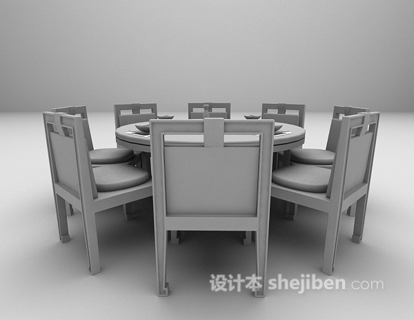 设计本中式圆桌3d模型下载
