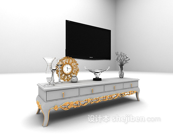 欧式风格欧式古典电视柜3d模型下载
