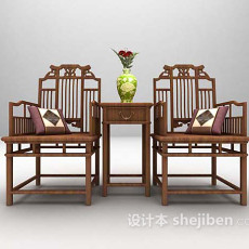 中式桌椅max3d模型下载