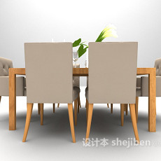 木质家庭餐桌3d模型下载