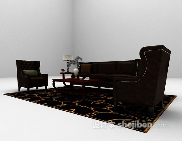 免费深色皮质沙发大全3d模型下载