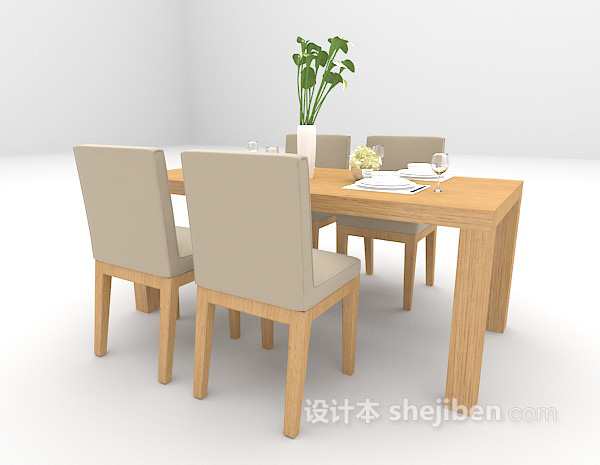 免费现代灰色餐桌3d模型下载