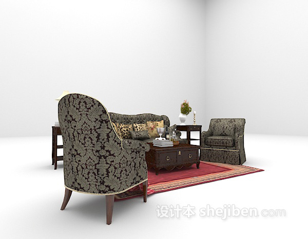 欧式风格欧式古典沙发3d模型下载