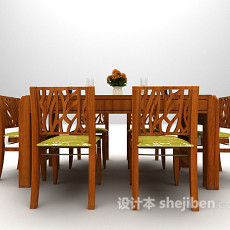 欧式木质餐桌推荐3d模型下载