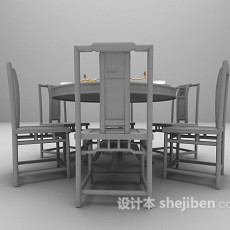 欧式简易桌椅3d模型下载