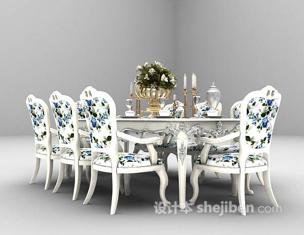 设计本白色餐桌推荐3d模型下载