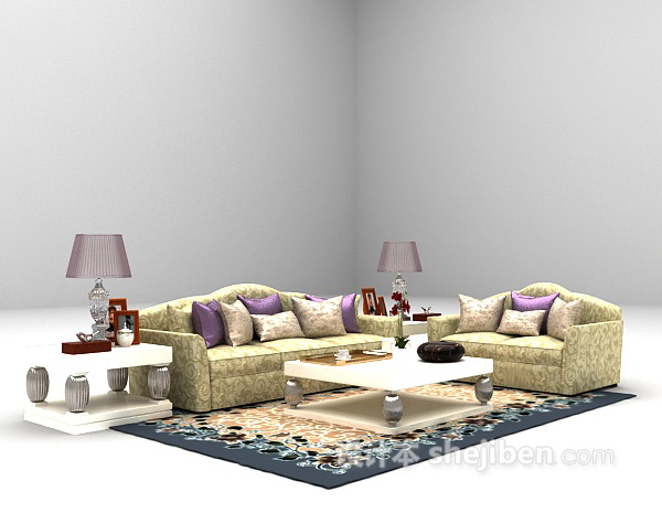 设计本灰色沙发组合3d模型下载